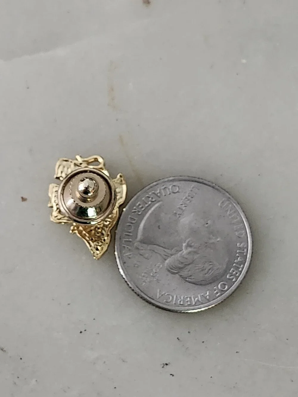 Super Cute Gold Tone Crystal Baby Elephant Lapel Pin - Green Eye Accent